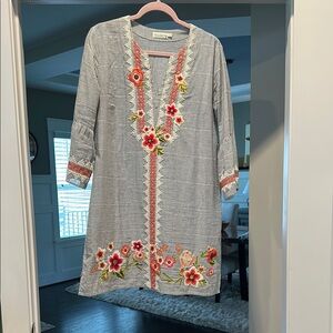 Spartina dress Floral Embroidered Striped size medium, EUC